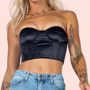 Black Satin Corset Top